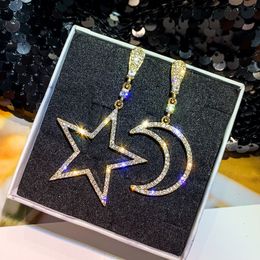 FYUAN Shiny Asymmetry Drop Earrings for Women Bijoux 2020 Star Moon Rhinestone Dangle Earrings Statement Jewellery Gifts