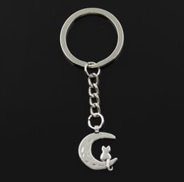 20pcs/lot Key Ring Keychain Jewellery Silver Plated Moon Cat Charms Pendant key Accessories new
