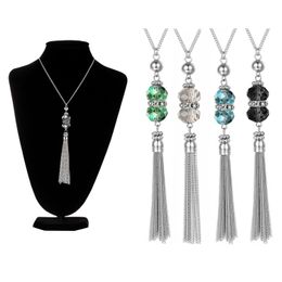 New Arrival Boheimian Style Womens 60cm Long chain Necklace 925 Silver Chain Tassel Pendant Necklace Jewellery Gifts for Women Girls