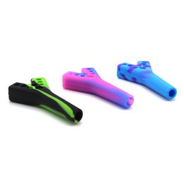 Portable Creative Silicone Pipe Environmental Protection Tasteless Two-hole Silicone Metal Pipe 3 Colours Popular America Suitable VT1409
