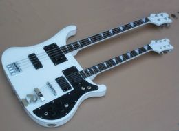 Factory wholesale white 4+6 strings double neck Ricken electric guitar with black pickguard,Rosewood fretboard,Can be customized