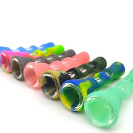 Newest Colorful More Colors Portable Silicone Pyrex Thick Glass Innovative Design Smoking Filter Tube Mouthpiece Handle Tips Holder DHL