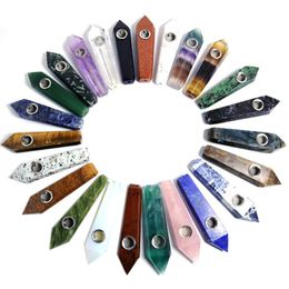 Latest Gemstone Crystal Luxury More Colours Portable Innovative Design Metal Philtre Dry Herb Tobacco Smoking Handpipe Handmade Tube DHL Free