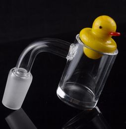 Latest 5mm Thick Bottom 14mm Quartz Banger Nail Flat Top With Coloured Glass UFO Duck Cactus Carb Cap For Glass Bongs Water Pipes