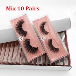 3D Faux Mink Lashes 10 Pairs / Set Wholesale False Eyelashes Makeup In Bulk Eye Lash with Pink Eyelash Packaging Box
