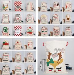 Santa Sacks Monogrammable Santa Sack Large Drawstring Canvas Stocking Bag Reindeers Printing Santa Claus Sack Bags Christmas Gifts LSK414