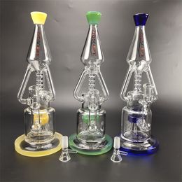 unique design glass water bongs hookahs mushroom perc percolator tripod recycler dab rig 14inch 18mm joint