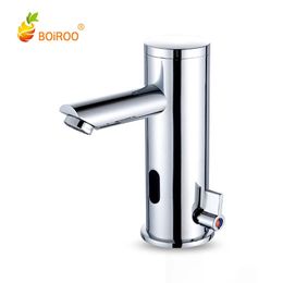 BOiROO Automatic Infrared Sensor Kitchen Basin Sink Faucet Hot Cold Mixer Tap Single Handle Deck Mount Copper Faucet