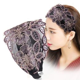 Wide Lace Embroidery Hairpin With Toothed Headband Simple Hairband Fashion Women 5 Colours Wholesale