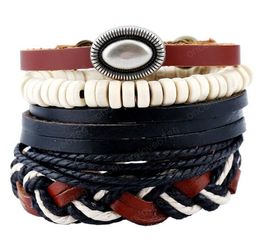 Hot sale Men's genuine leather bracelet DIY Alloy 4-piece Leather Bracelet beads Combination suit Bracelet 4styles/1set