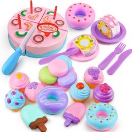 32PCS DIY Pretend Play Fruit Cutting Birthday Cake Kitchen Food Toys Cocina De Juguete Toy Macaron Donuts Gift for Girls