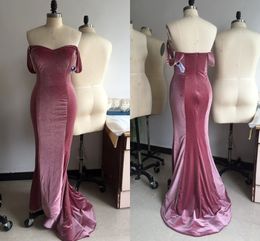 Rose Pink Velvet bridesmaids dresses Mermaid Sweetheart Plus Size Wedding Dress Guest robes de demoiselle d'honneur Prom Evening Gown