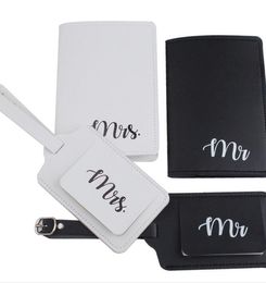 DHL50sets 2020 New Mr&Mrs Letter Passport Card Holders Set White Black Passpprt bag+ Luggage Tag