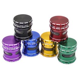 DHL Alloy Metal Grinders with Side Window 63mm 4 Layers Herb smoke tobacco grinders Smoking Accessories cigarette grinder dry herb crusher