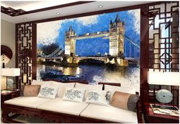 Custom Photo Wallpapers murals for walls 3d mural wallpaper Nordic creative Watercolour London bridge bedroom bedside background wall papers