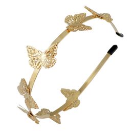 Butterfly Hair Accessories New Women Gold Plated Butterfly Headband Hairband Fashion Metal Gold Hair Accessories