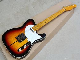 Hot Sale Electric Guitar with Tobacco Sunburst Color,White Pickguard,Quilted Maple Veneer and Can be Customised