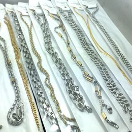 Wholesale 10pcs Stainless steel Necklace man women Fashion Jewelry Lots silver gold chains high quality