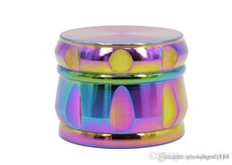 40mm 4parts Rainbow Drum herb grinder zicn alloy diamond Shape metal tobacco smoking grinder free shipping