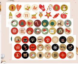 Christmas Round Sticker DIY Baking Gift Bag Glass Bottle Sealing Sticker Self-adhesive Label Decorative Stickers 24 Pieces