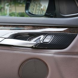 Carbon Fiber Color Car Inner Door Handle Bowl Frame Decoration Cover Trim For BMW X5 F15 X6 F16 2014-2018 Interior Decals