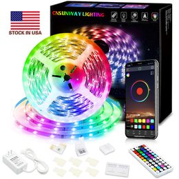 Us stocks + RGB LED Strip Light SMD5050 5M 10M 15M 20M 44Key RF Remote Controller Wifi RGB LED Strip Light Bluetooth led strip