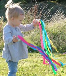 INS rainbow baby teething ring Baby Teethers ribbon Wooden Teething training Crinkle Material Inside Sensory Toy Soothers