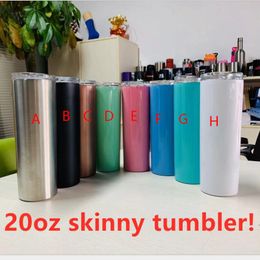 Wholesale and Promotion Double Wall Vacuum Insulated 20oz 30oz Skinny Stainless Steel Tumbler With BPA Free Lid