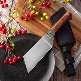 Stainless Steel Mini Kitchen Chef Knives Butcher Knife Outdoor Meat Cleaver Camping Cooking Cutter Chopping Knife with Cover