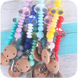 Ins Car Silicone Beads Paci Holder Clips Baby Pacifier Clip Chain Newborn Teether Shower Toy Baby Chew Toys Infant Feeding