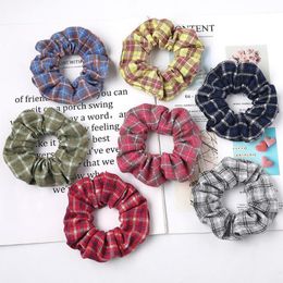 Scrunchies Headband Plaid Hair Tie Ropes Wide Hair Rubber Hairband Girls Ponytail Holder Scrunchie Hair Accessories 7 New Designs DW4882