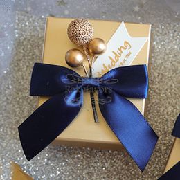 50PCS Gold Favor Boxes Party Gift Package Wedding Shower Sweet Boxes Reception Gift Box Anniversary Birthday Chocolate Package