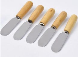 Stainless Steel Cutlery Butter Spatula Wood Butter Knife Cheese Dessert Jam Smear Knife Portable Travel Party Knife Breakfast Tool#36407