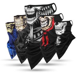 Outdoor Cycling Masks Scarf Sports Hanging Ear Triangle Scarf Mask Halloween Skull 3D Printed Riding Dustproof Mask Scarves