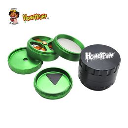 Honeypuff Classic Tobacco 4 Layer Grinder with Cutting Blades 68mm Patented Aluminum DIY Crusher grinder Smoking Accessory