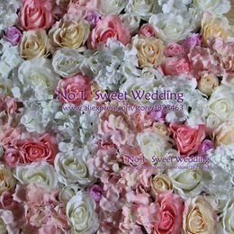 Artificial flowers wedding decoration white rose hydrangea Many Colours mixed flower wall for backdrop