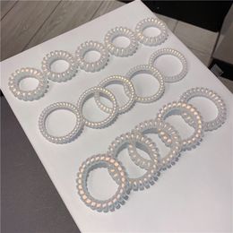 Small Middle Large Frosted Hair Rubber Band Pony Tails Holder Fashion Jewelry Elastic Rope Transparent Telephone Line Ring 100pcs/lot