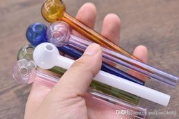 10cm Colourful Glass Oil Burner Glass Tube Oil Burning Pipe glass pipes water pipes free shipping
