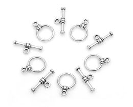 100Sets/lot Tibetan Silver Plated Toggle Clasp 13x9mm Flower Design Round Clasps For Bracelet Necklace Diy Jewellery Findings