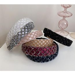 Hair Hoop for Women Hair Accessories Handmade Weaving Crystals Hairband Headband Bling Adults Wide Head Band