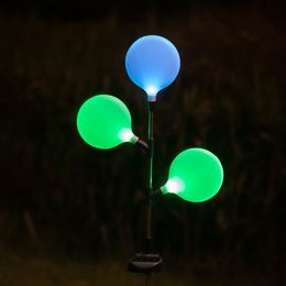 Solar Powered RGB Color Changing Lights Lamps Acrylic Bubble Pathway Lawn Landscape Decoration Garden Stick Stake Light Lamp Set