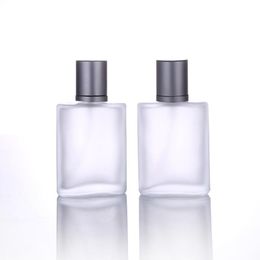 In Stock !! Empty Frosted Clear Square Glass Spray Perfume Bottle 100ml Refillable Glass Perfume Atomizer For Sale LX2630