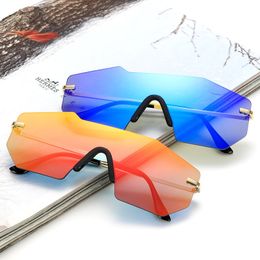 2020 New Fashion Anomaly Rimless Sunglasses With Colours Entire Irregular Octagon Lens Novelty Style Eyewear Wholesale