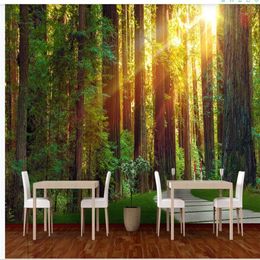 Sunny forest wallpapers background wall painting modern wallpaper for living room