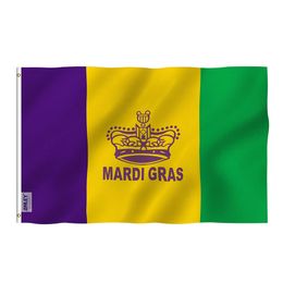 3x5 Foot Mardi Gras Flag 150x90cm 100D Polyester Digital Printing Sports Team School Club Indoor Outdoor Shipping Free Shipping