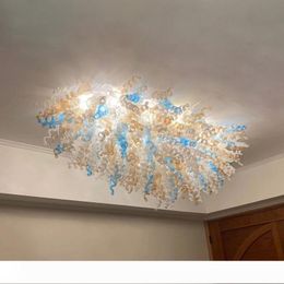 Italian Murano Glass Pendant Large French Crystal Chandelier Handmade Blown Glass Chandelier Blue and Amber Glass Art Chandelier Lighting Italian Murano Glass Pendant Large French Crystal Chandelier Handmade Blown Glass Chandelier Blue and Amber Glass Art Chandelier Lighting