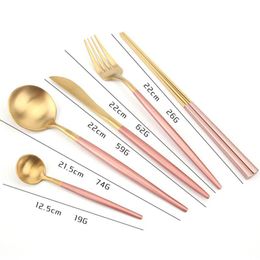 Flatware Sets Stainless Steel Cutlery Portuguese Steak Knife Fork Spoon Chopsticks Four-Piece Solid Colour Household Knife Fork
