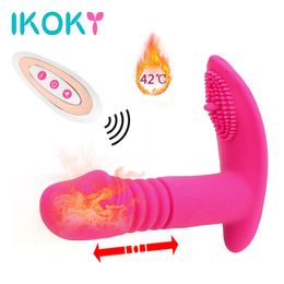 IKOKY Heating Wearable Dildo Vibrator Telescopic Vibrating Panties 7 Speed Clitoris Stimulator Sex Toys for Woman Masturbation Y200616