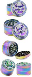 Skull Metal Tobacco Smoke Herb Grinder 4 Layer IceBlue Rainbow Color Spider Animal Shape Smoking Herb Grindering Crusher 63MM