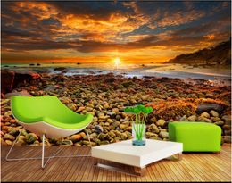 Custom photo wallpapers for walls 3d mural wallpaper Warm and romantic pebbles beach mura for living room TV background wall papers decor